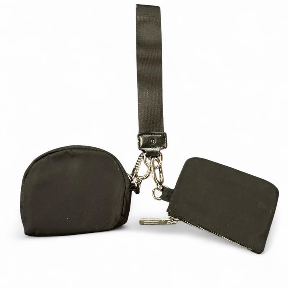 Black Keychain with Two Coin Pouches